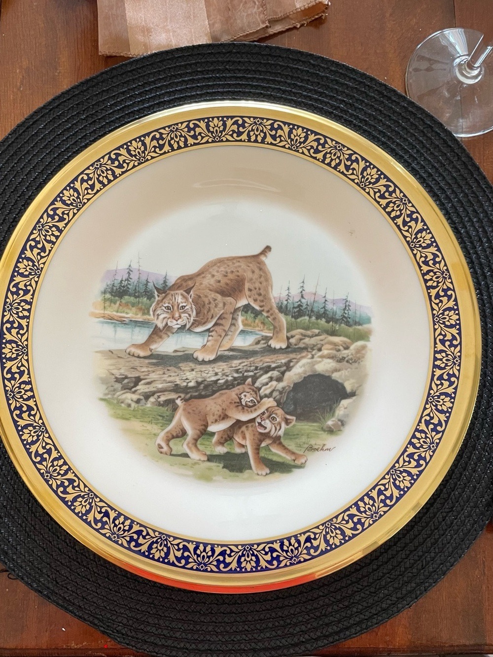 Lenox Blue White Gold Wildlife Charger Plate